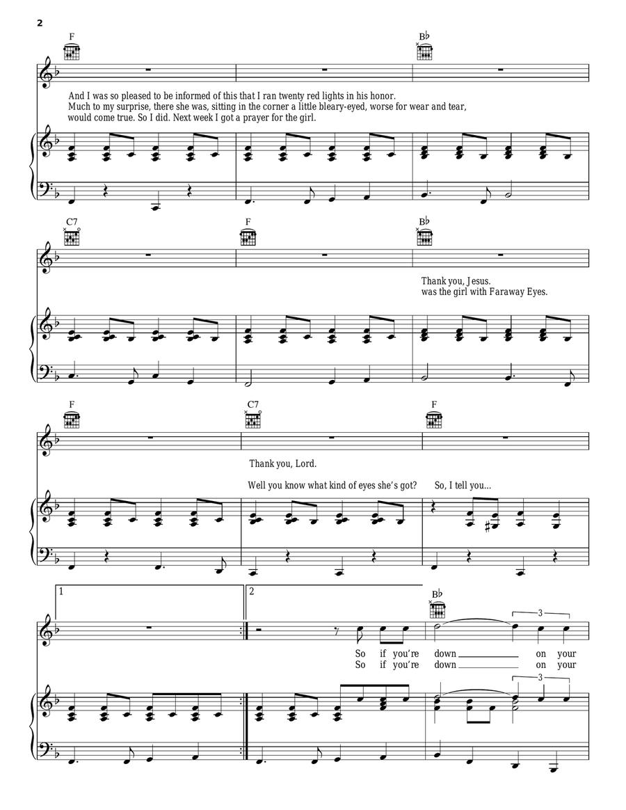 Faraway Eyes Faraway Eyes Piano, Vocal, Guitar scores gallery preview page 2