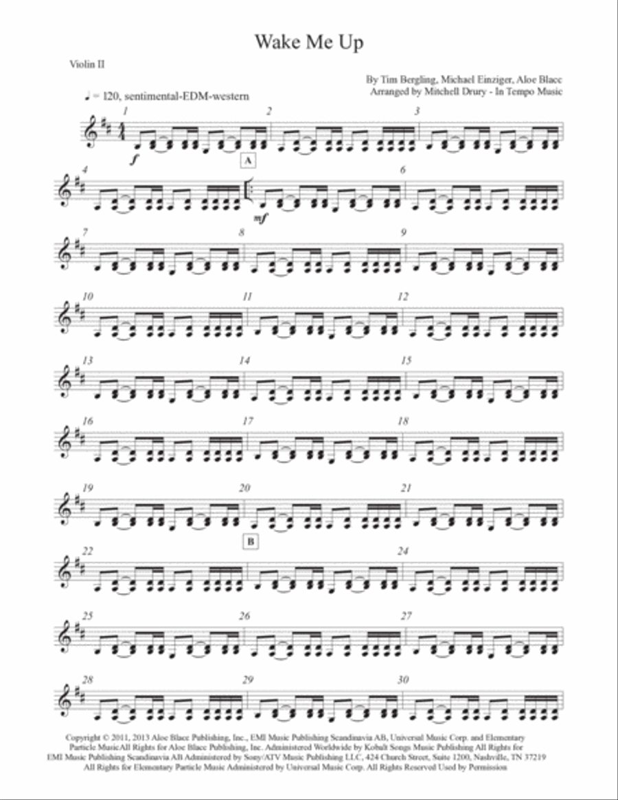 Wake Me Up Wake Me Up Set of Parts scores gallery preview page 3