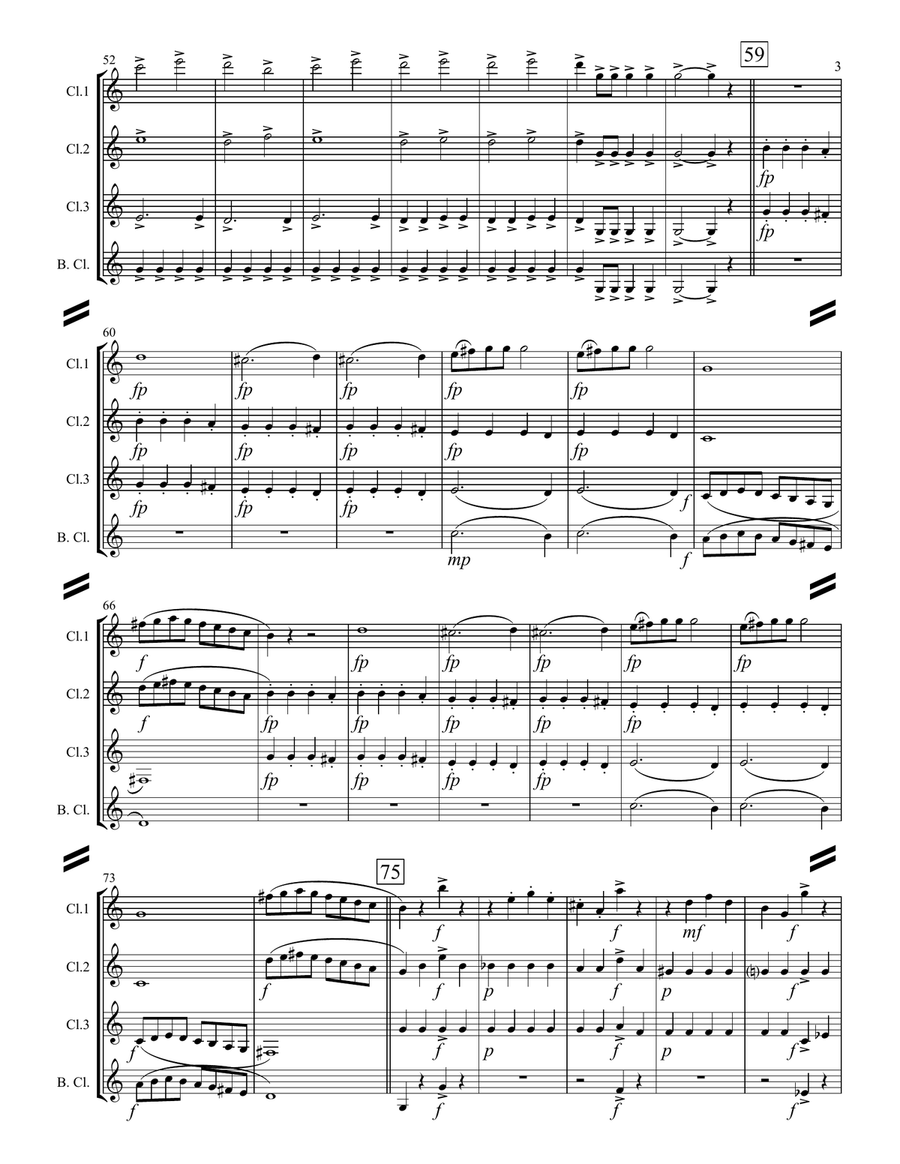 The Marriage of Figaro - Overture (for Clarinet Quartet) Clarinet Quartet scores gallery preview page 4