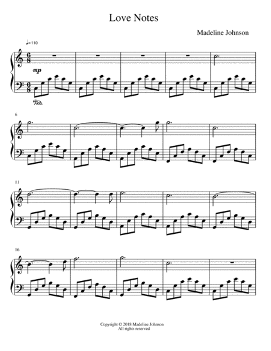 Love Notes Piano Solo scores gallery preview page 1