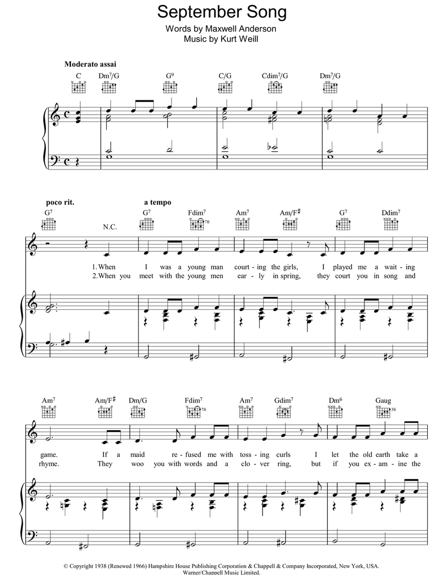 September Song September Song Guitar scores gallery preview page 1