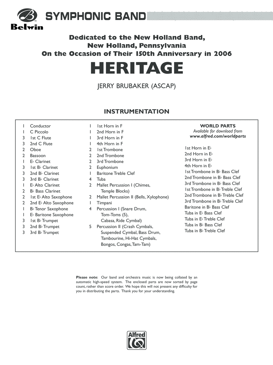 Heritage: Score Heritage: Score Concert Band scores gallery preview page 1