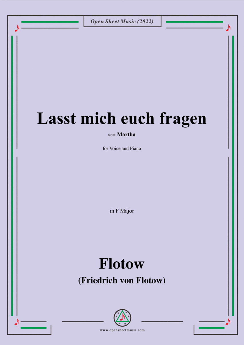 Flotow-Lasst mich euch fragen,from Martha,for Voice and Piano