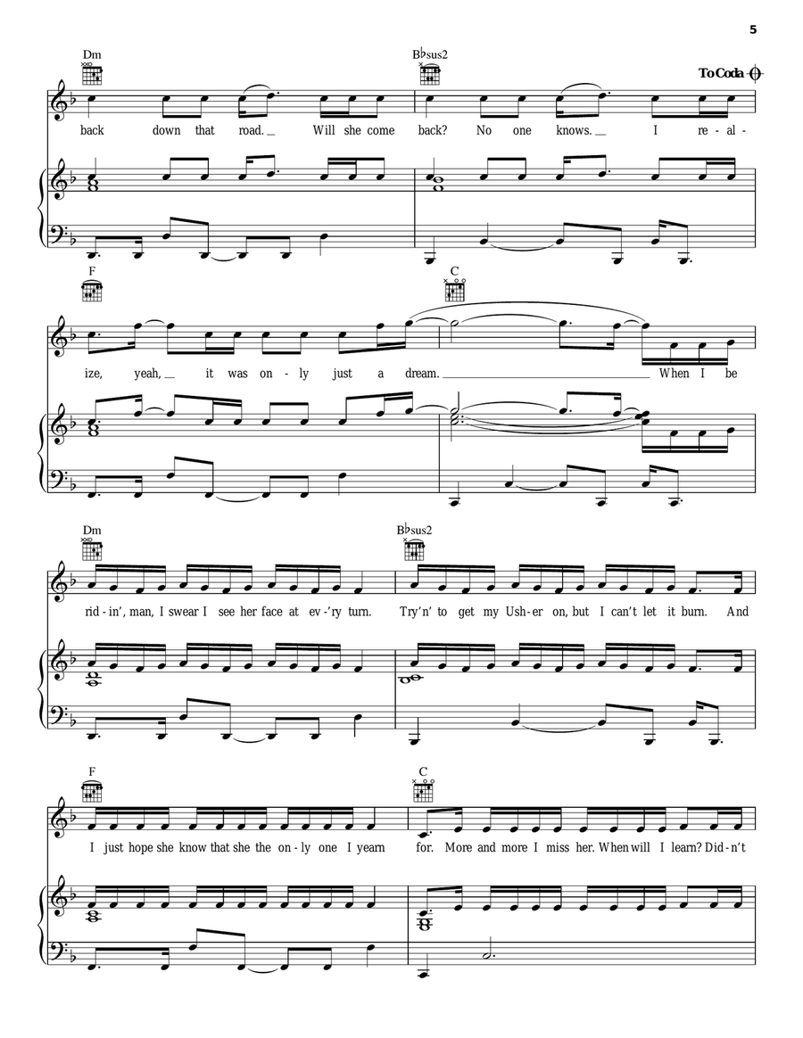 Just A Dream Piano, Vocal, Guitar scores gallery preview page 5
