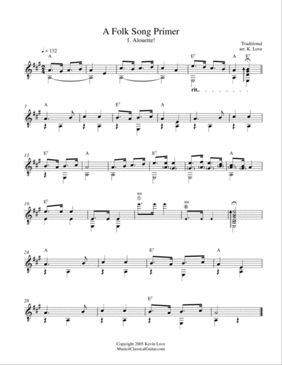 A Folk Song Primer for Guitar Acoustic Guitar scores gallery preview page 1