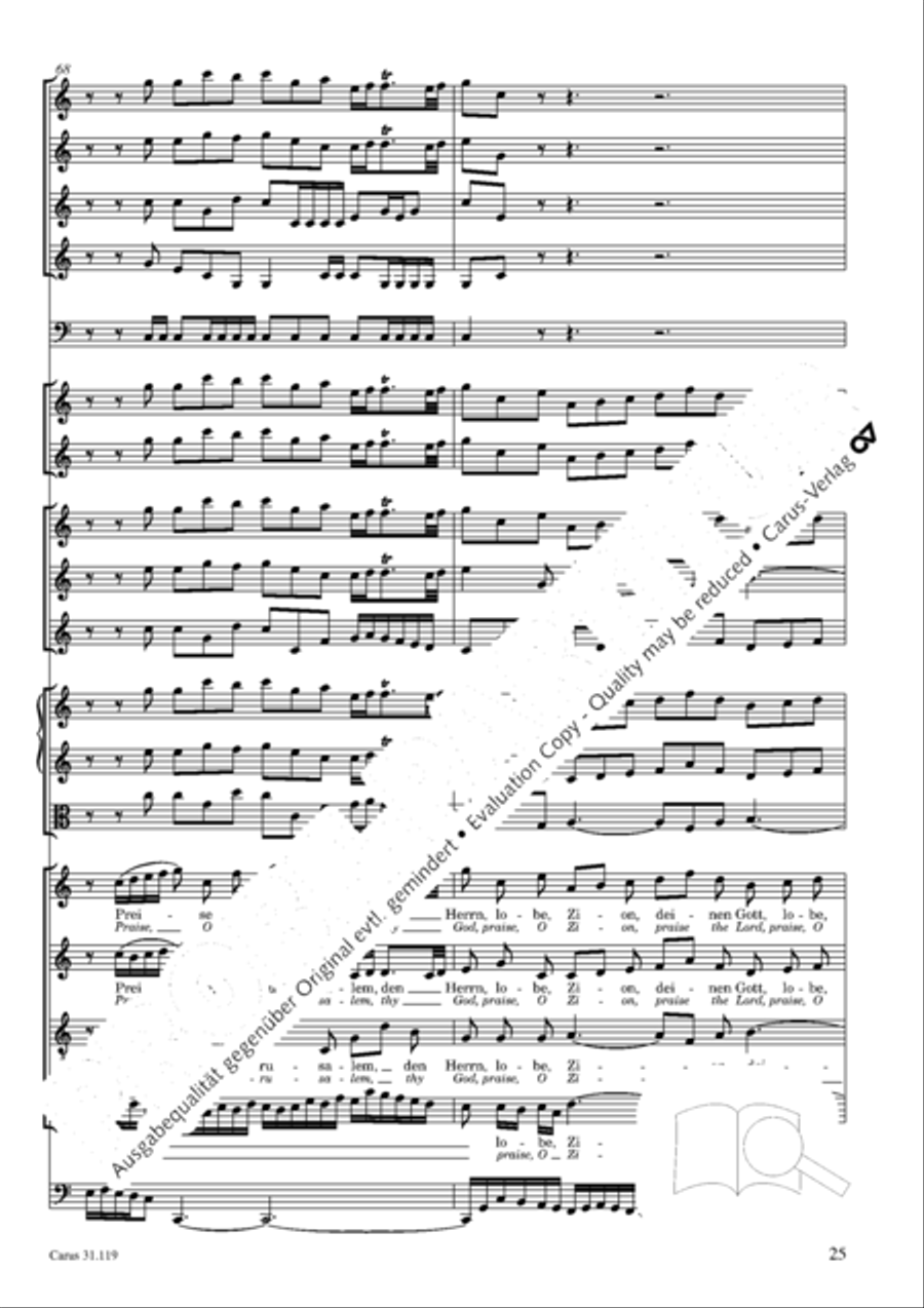 Praise the Lord, O Jerusalem (Preise, Jerusalem, den Herrn) 4-Part scores gallery preview page 26