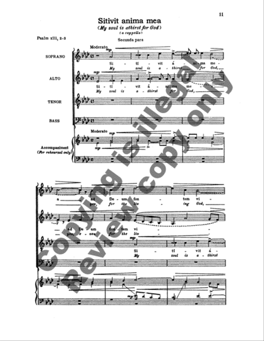 Two Motets: Sicut cervus (Like as the Hart) / Sitivit anima mea (My soul) 4-Part scores gallery preview page 5