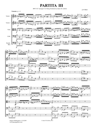 Book cover for BACH Partita No. 3 BWV 827 for String Orchestra