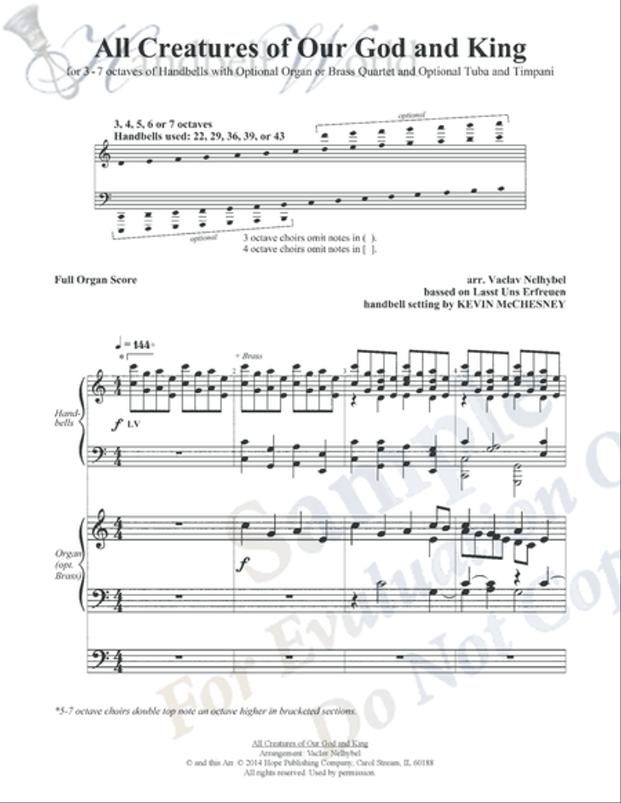 All Creatures of Our God and King Handbell Choir scores gallery preview page 2