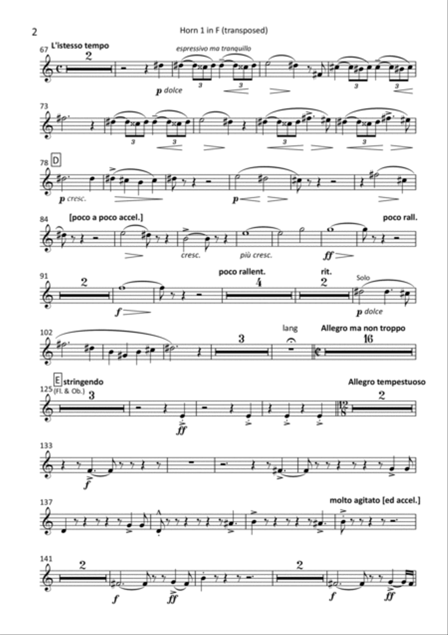 Les Preludes - transposed horn parts (1-4) Horn Solo scores gallery preview page 2