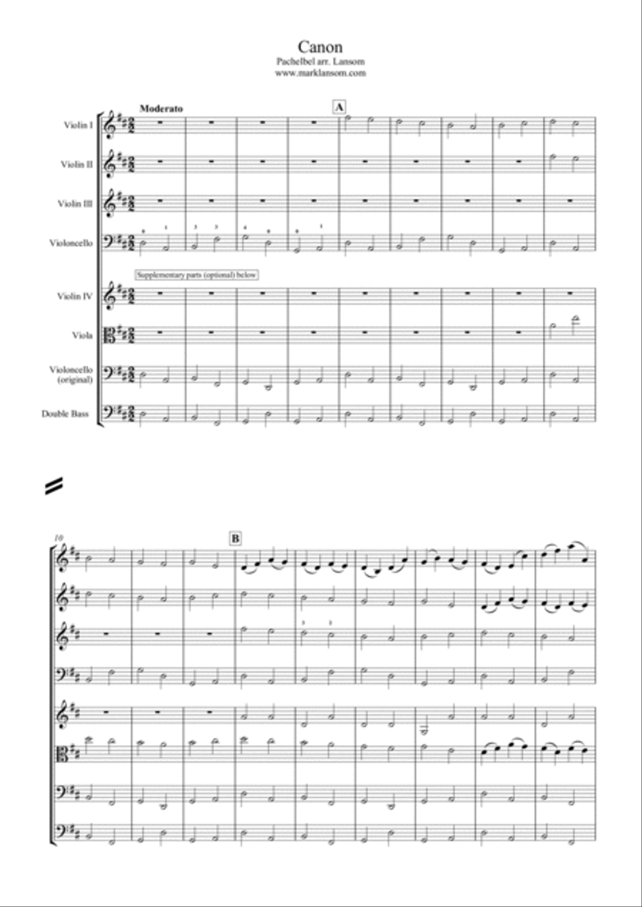 Easier Pachelbel Canon Cello scores gallery preview page 2