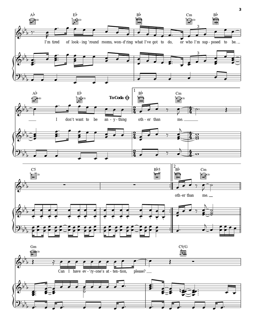 I Don't Want To Be Piano, Vocal, Guitar scores gallery preview page 3