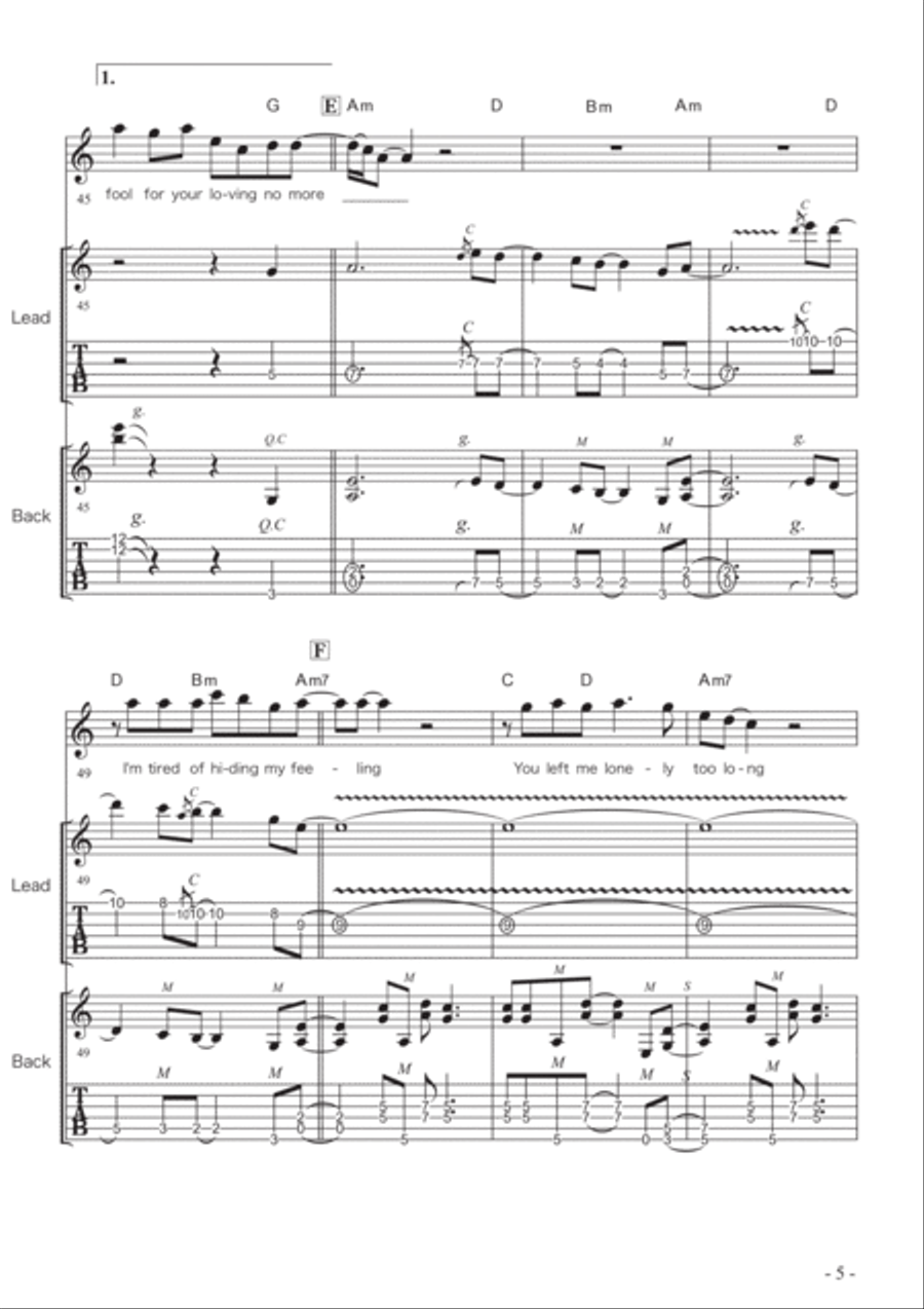 Fool For Your Loving Guitar Tablature scores gallery preview page 5