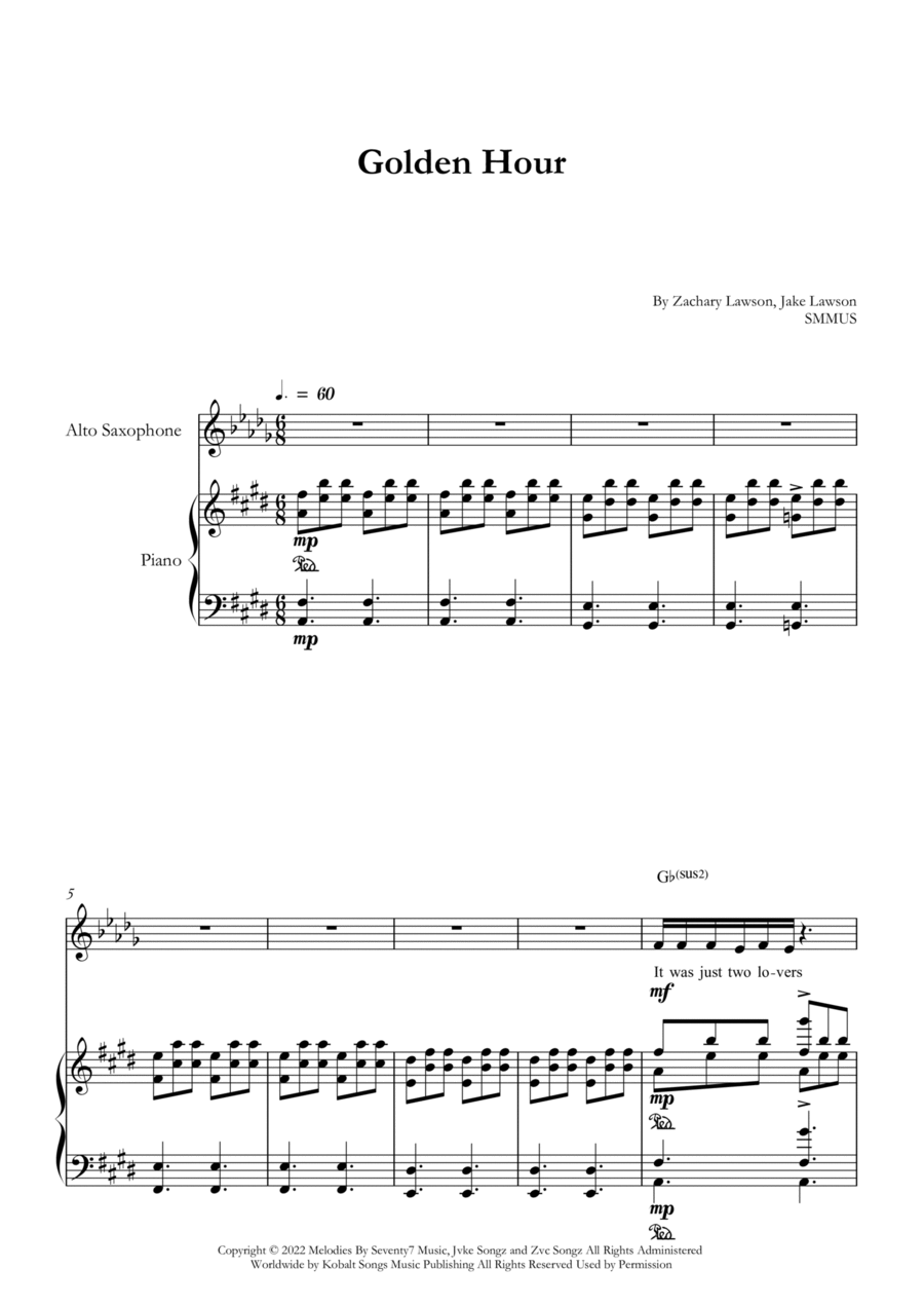 Golden Hour Alto Saxophone scores gallery preview page 1