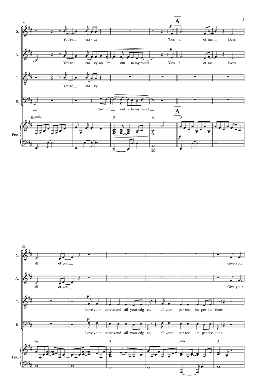 All of Me (arr. Tim Allen) 4-Part scores gallery preview page 3