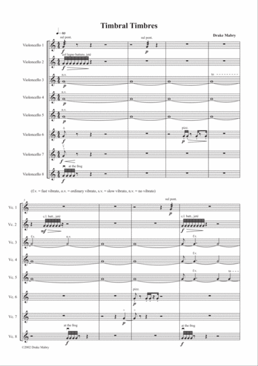 Timbral Timbres (cello octet) Large Ensemble scores gallery preview page 1