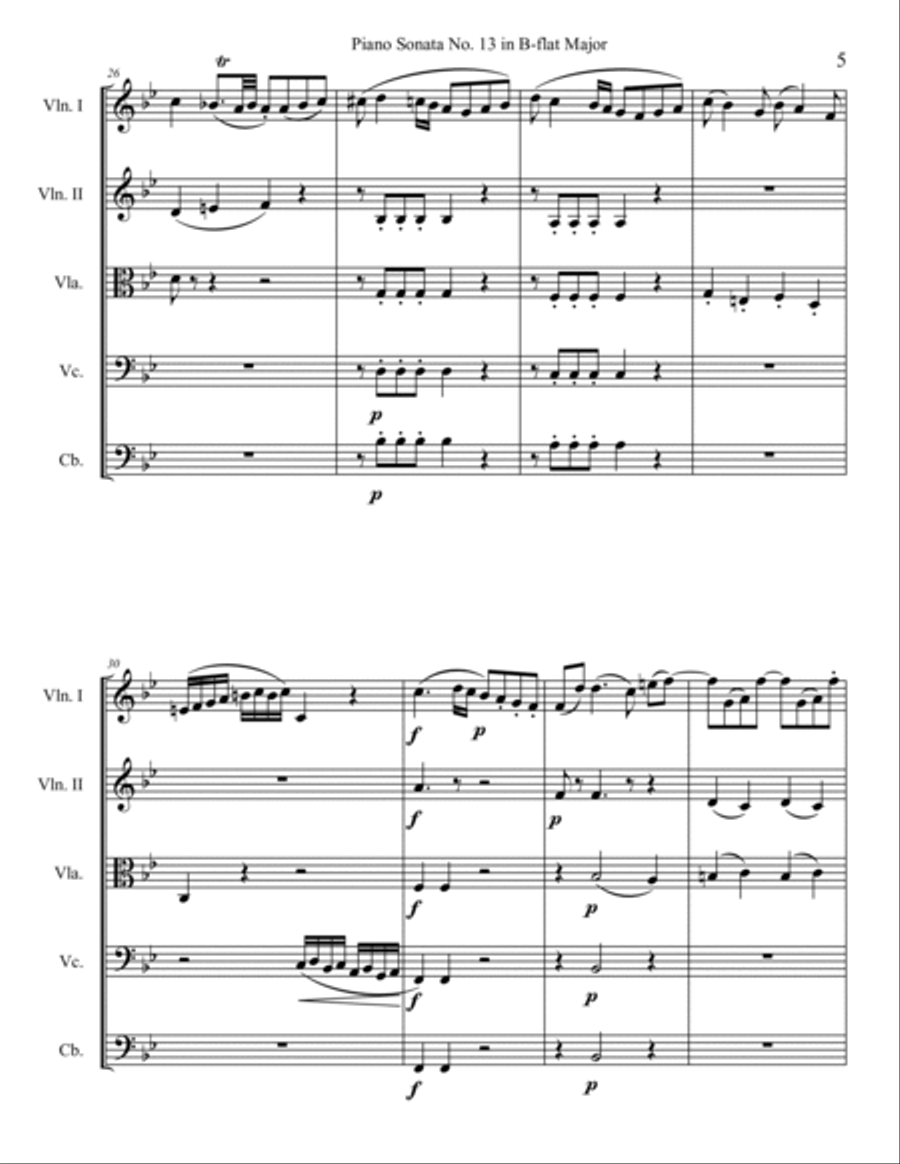 Piano Sonata No. 13, Movement 1 String Orchestra scores gallery preview page 5
