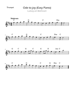 Ode To Joy - Easy Trumpet with Chords