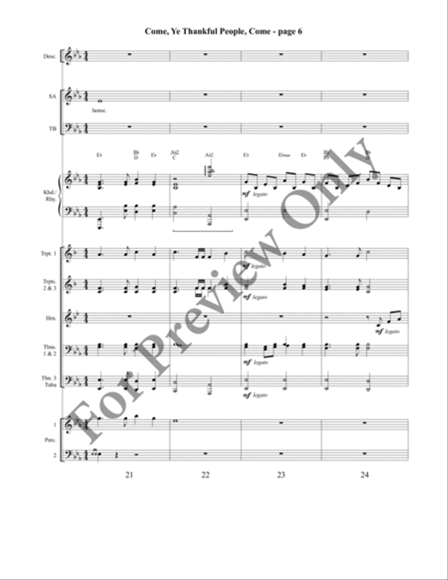 Come, Ye Thankful People, Come Orchestraton Brass Ensemble scores gallery preview page 8
