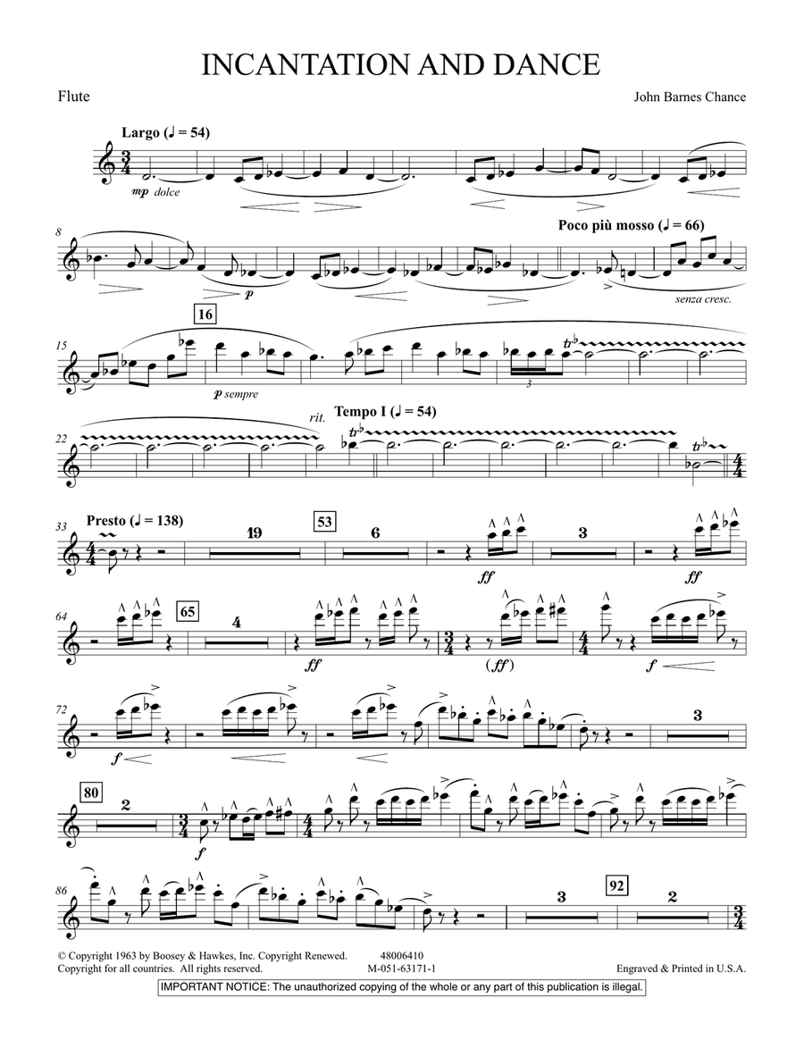 Incantation and Dance - Flute Concert Band scores gallery preview page 1