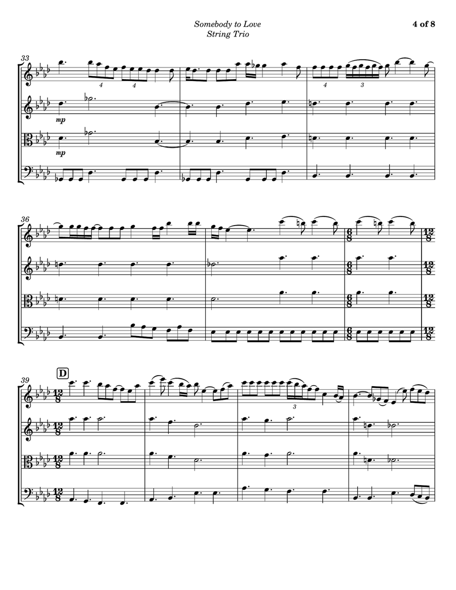 Somebody To Love String Trio scores gallery preview page 4