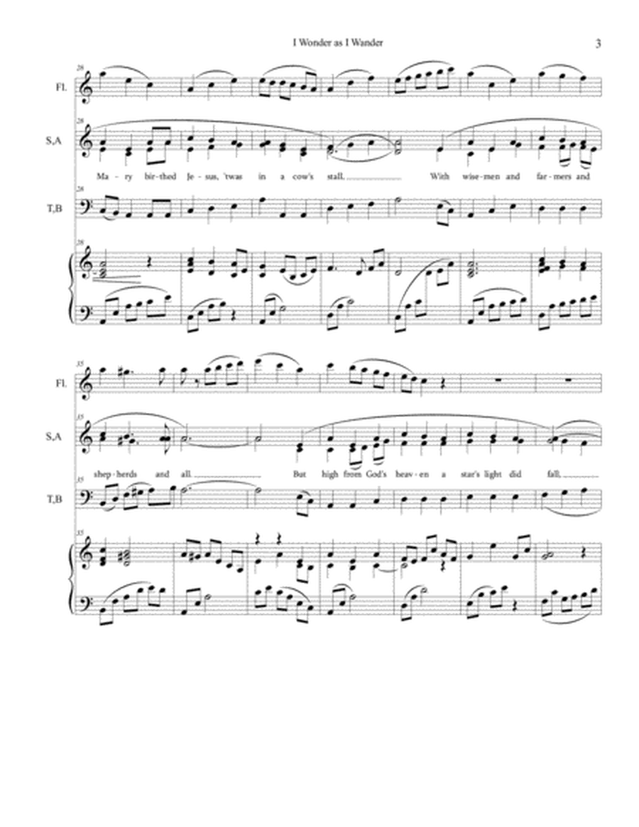 I Wonder as I Wander - for SATB, Keyboard and Flute image number null