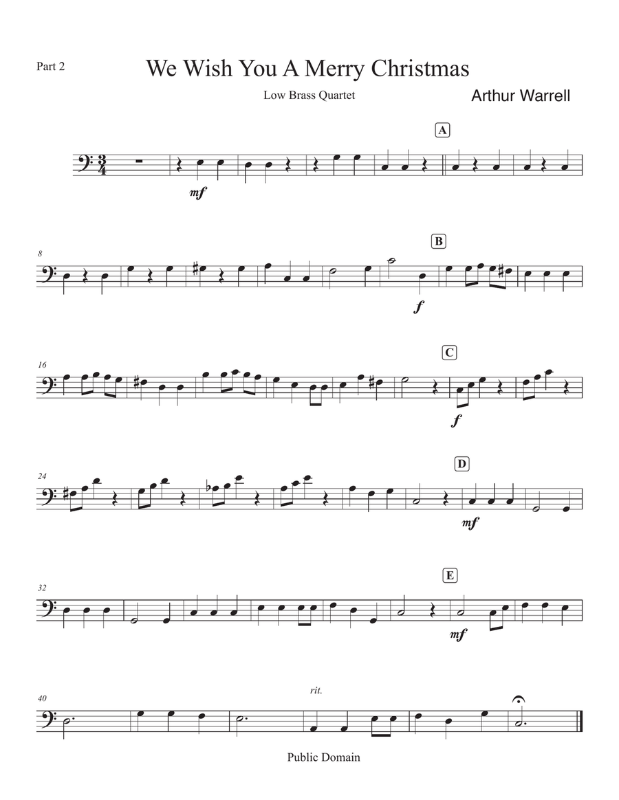 We Wish You A Merry Christmas Brass Quartet scores gallery preview page 6