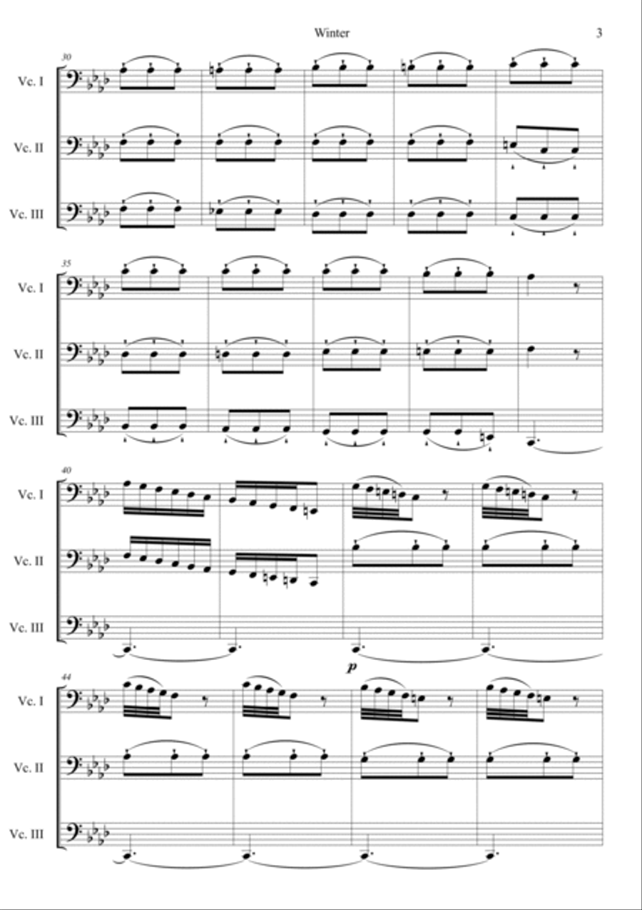 The Four Seasons: Winter 3rd Movement Cello scores gallery preview page 3