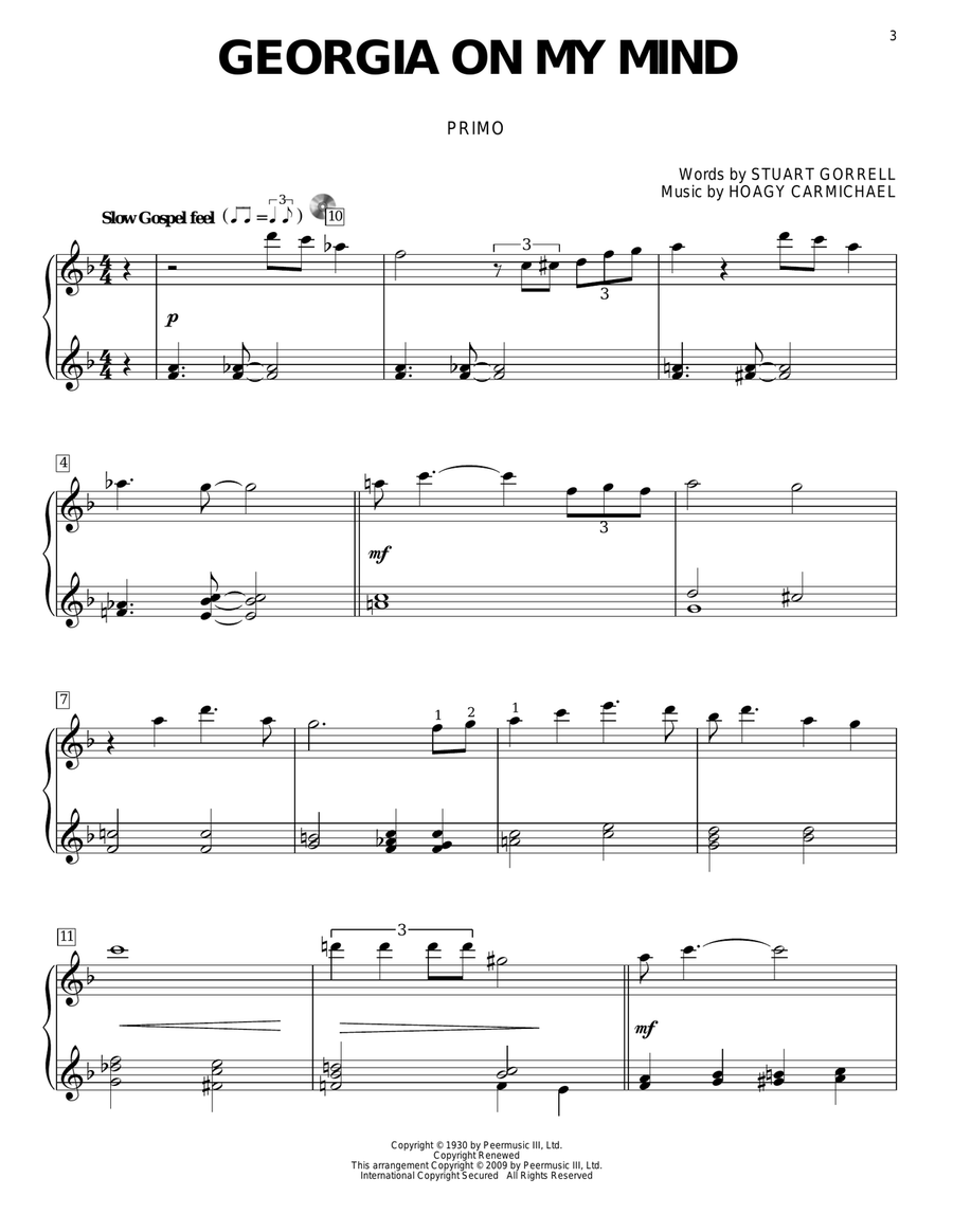 Georgia On My Mind Piano Duet scores gallery preview page 2