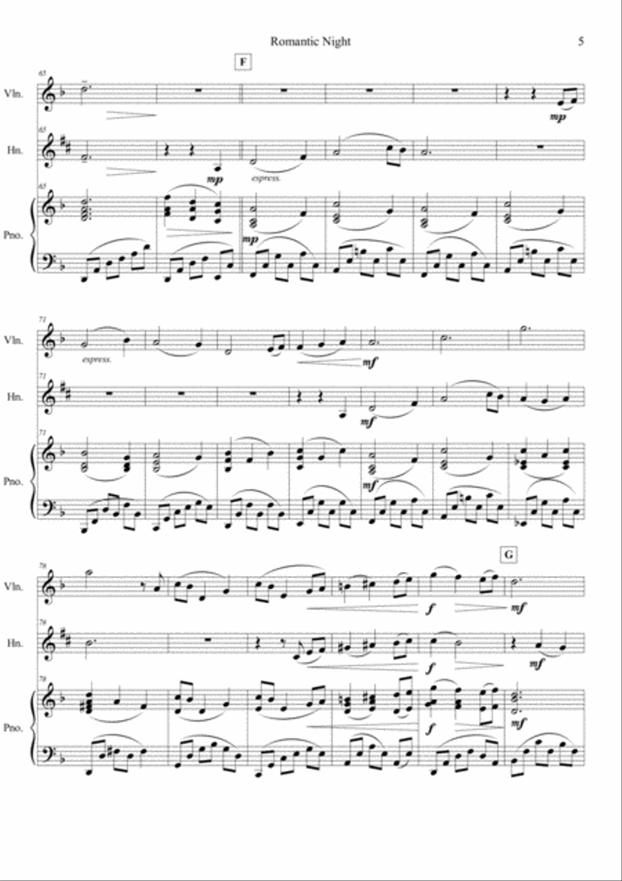 Romantic Night (Violin, Tenor horn, Piano) Small Ensemble scores gallery preview page 5