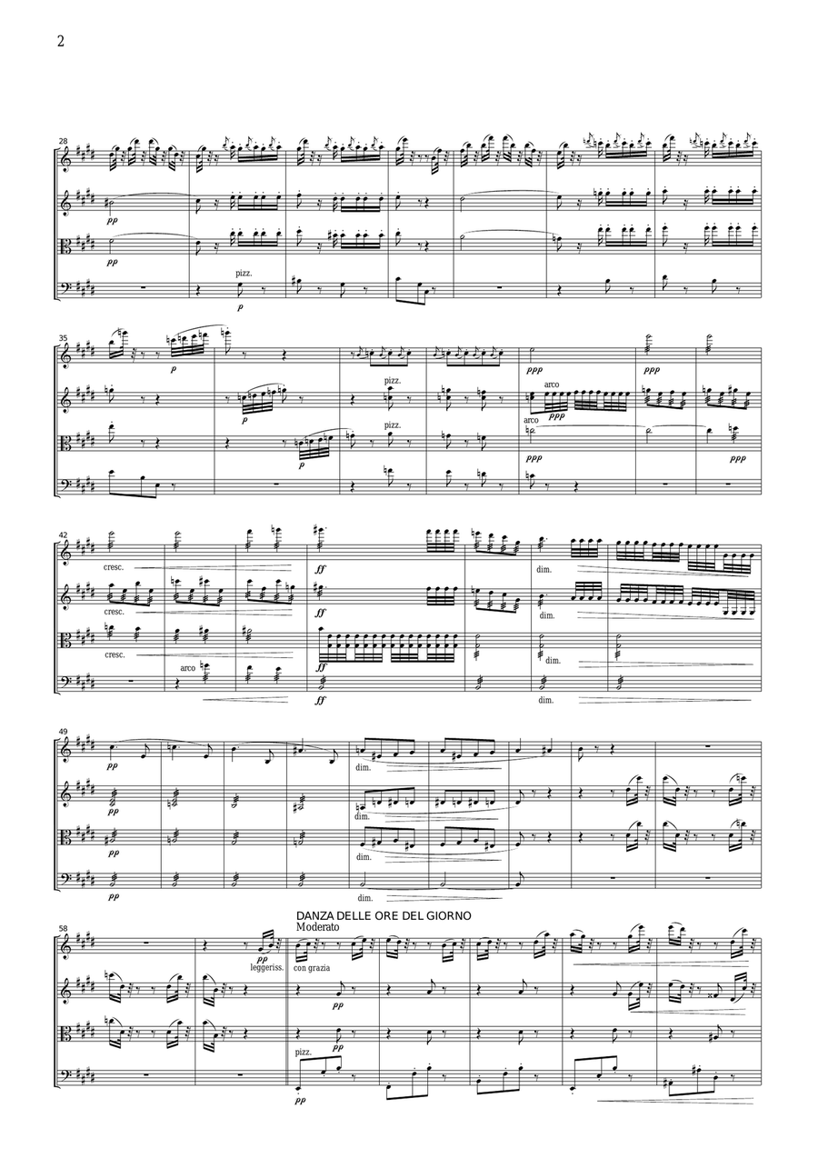 Ponchielli Dance of the Hours, for string quartet, CP301 String Quartet scores gallery preview page 2