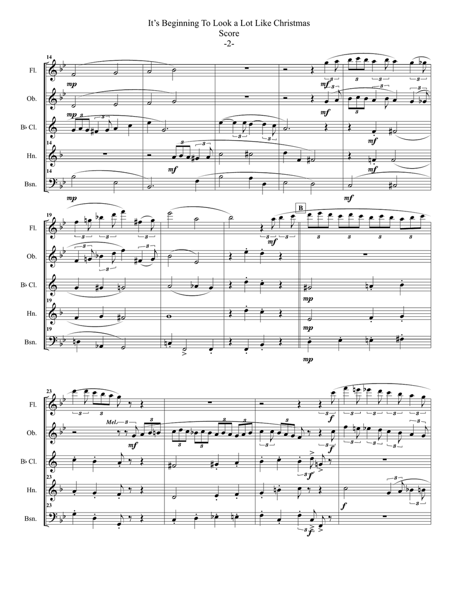 It's Beginning To Look Like Christmas Woodwind Quintet scores gallery preview page 3