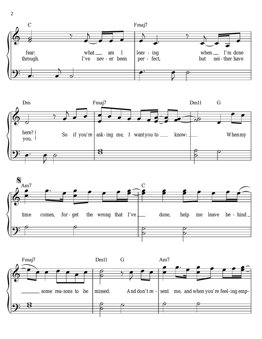 Leave Out All The Rest Easy Piano scores gallery preview page 2