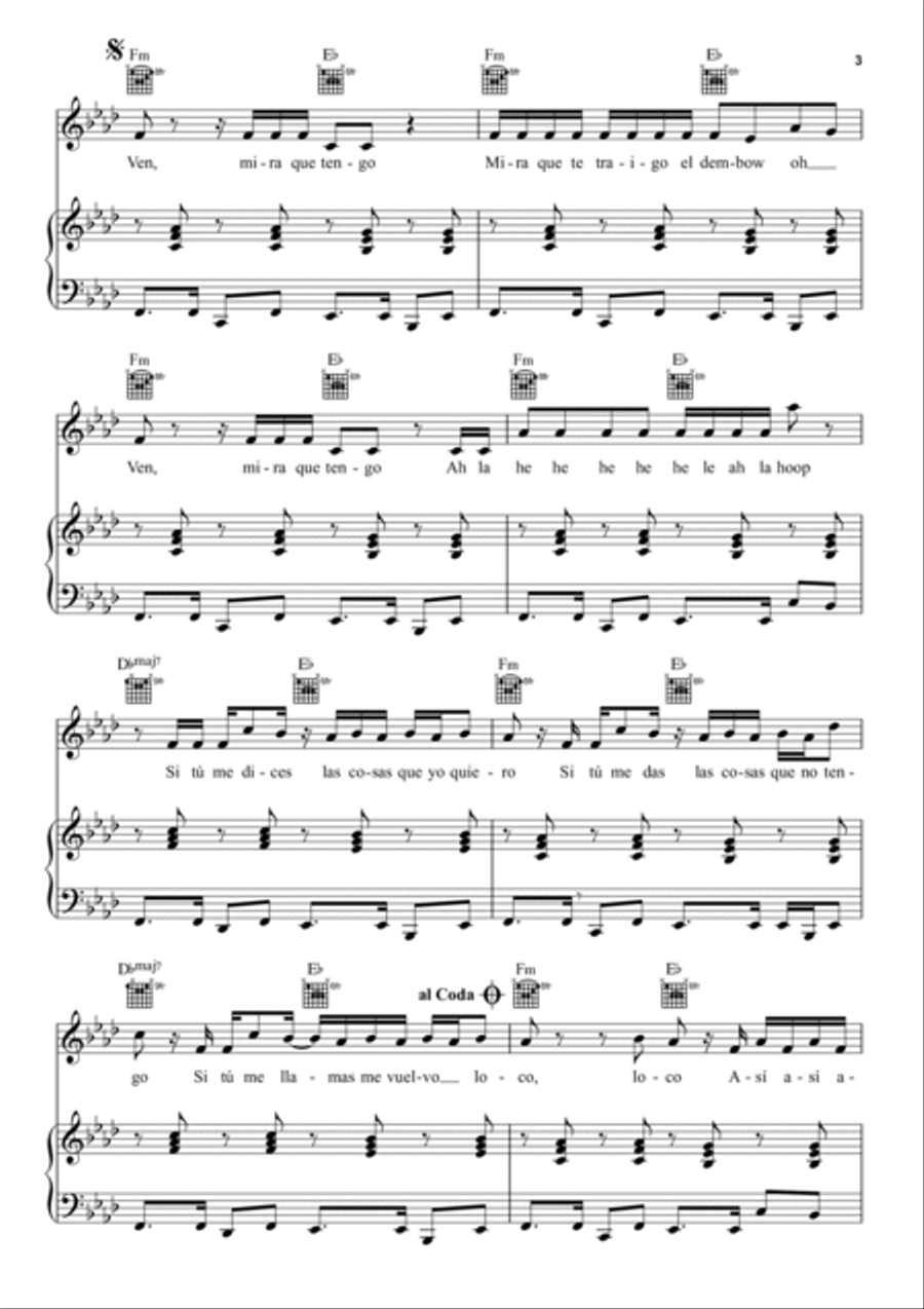 Ven Ven Piano, Vocal, Guitar scores gallery preview page 3