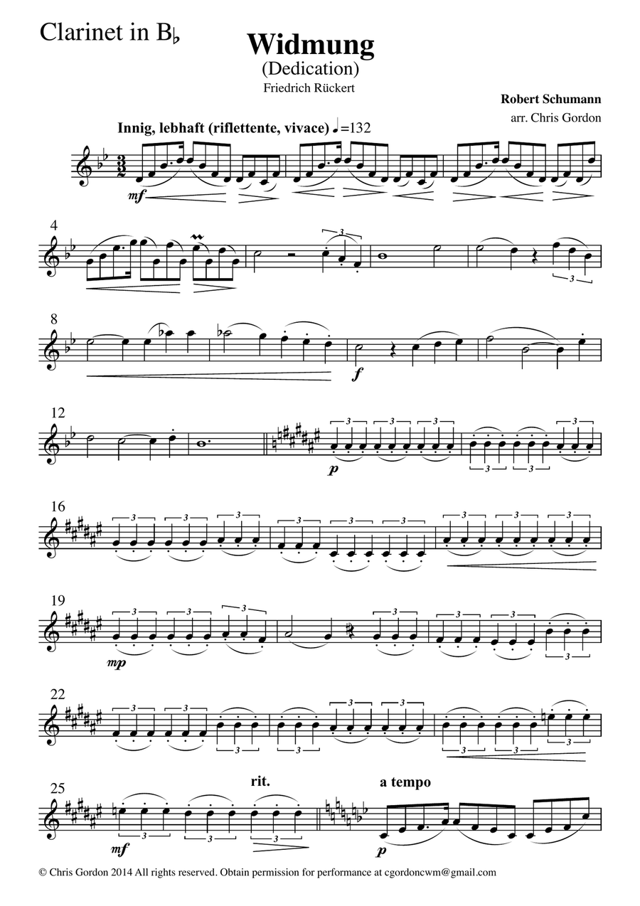 Robert Schumann: Dedication (Widmung) Song for high voice and chamber orchestra: SET OF PARTS Chamber Orchestra scores gallery preview page 2