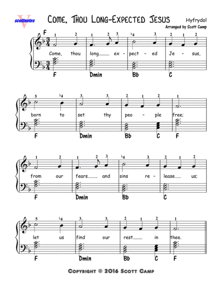 Come Thou Long Expected Jesus (Second Year Piano Students)