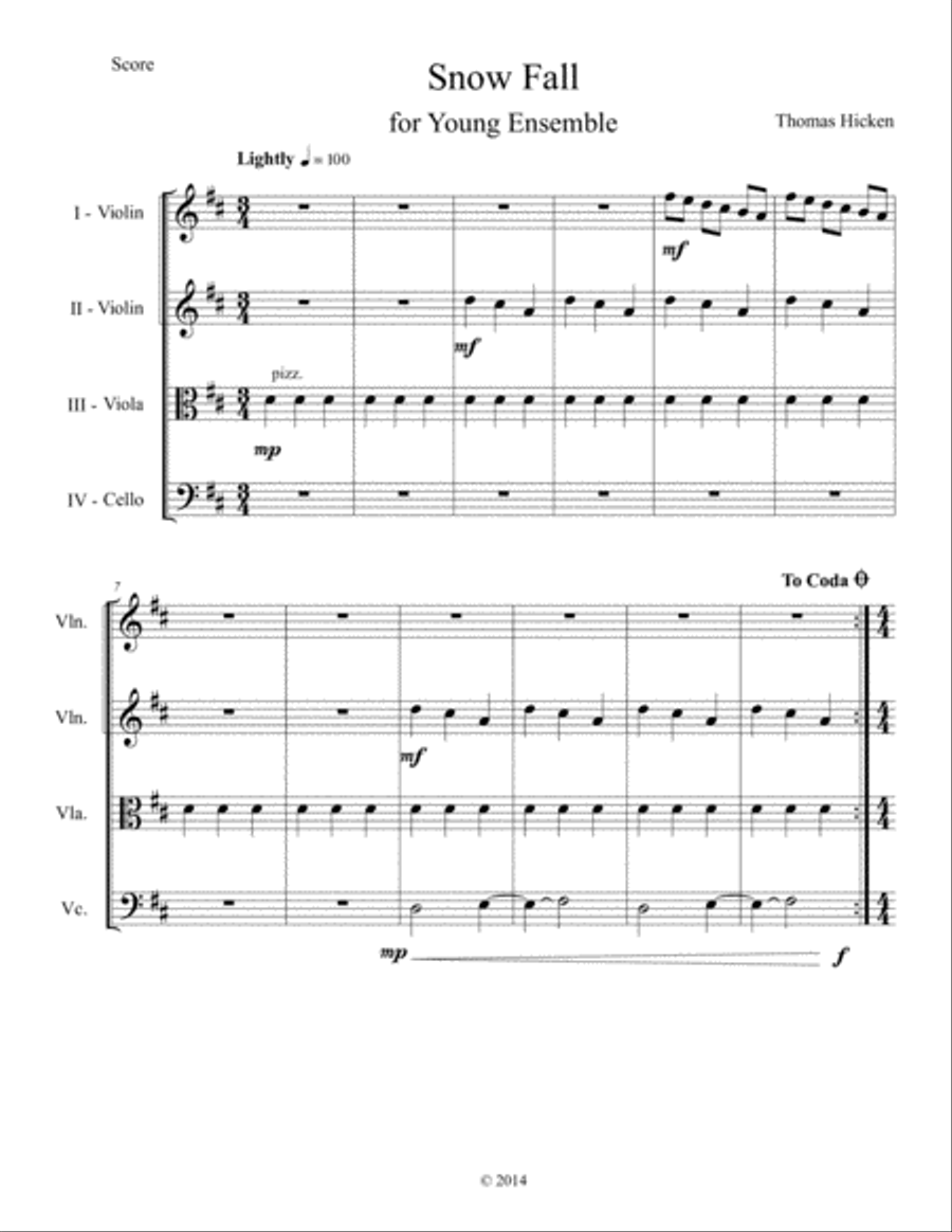 Snow Fall Snow Fall String Quartet scores gallery preview page 3