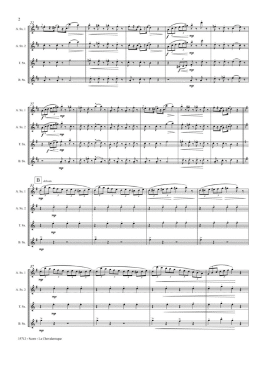 LA CHEVALERESQUE (THE CAVALIER) SAXOPHONE QUARTET Saxophone Quartet scores gallery preview page 3