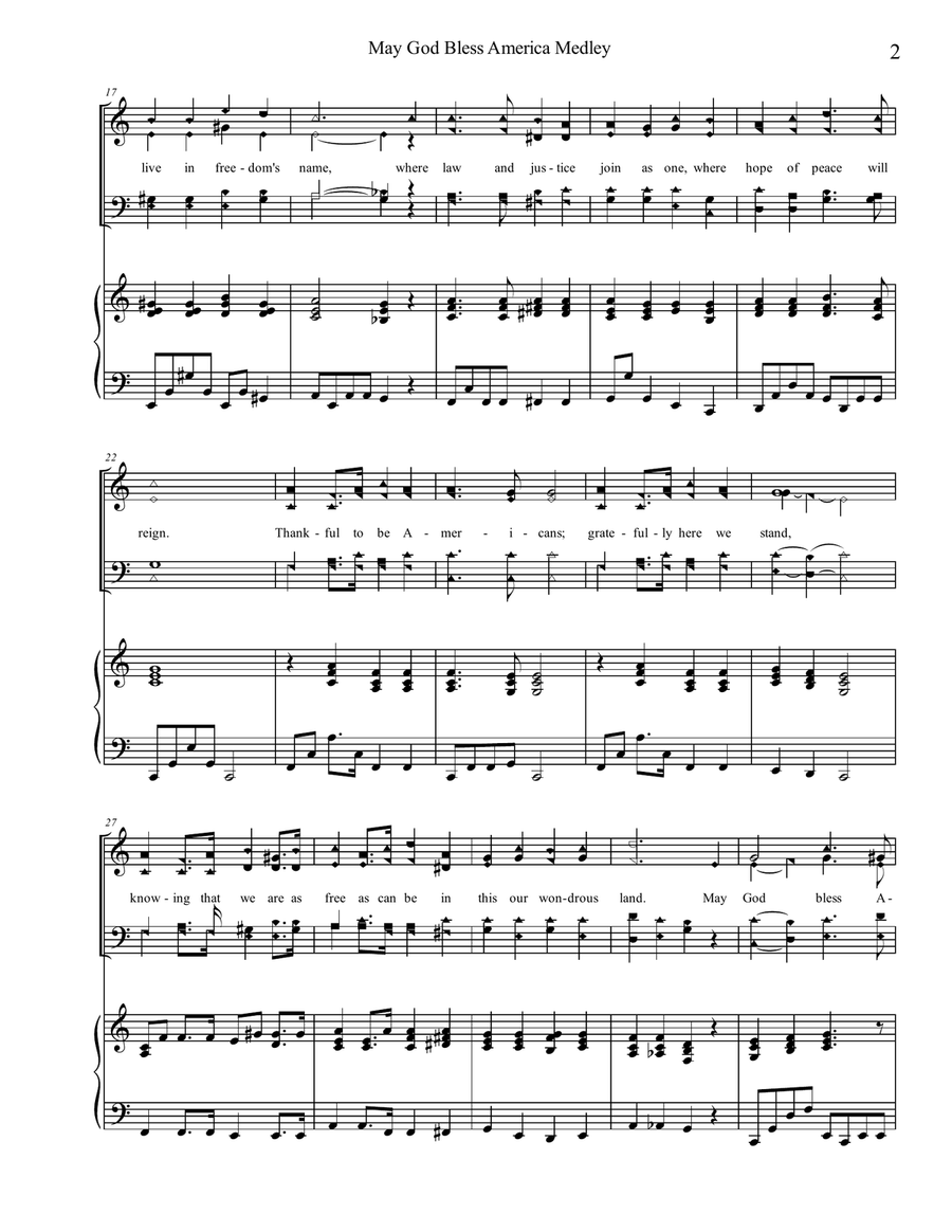 May God Bless America May God Bless America Piano Solo scores gallery preview page 2