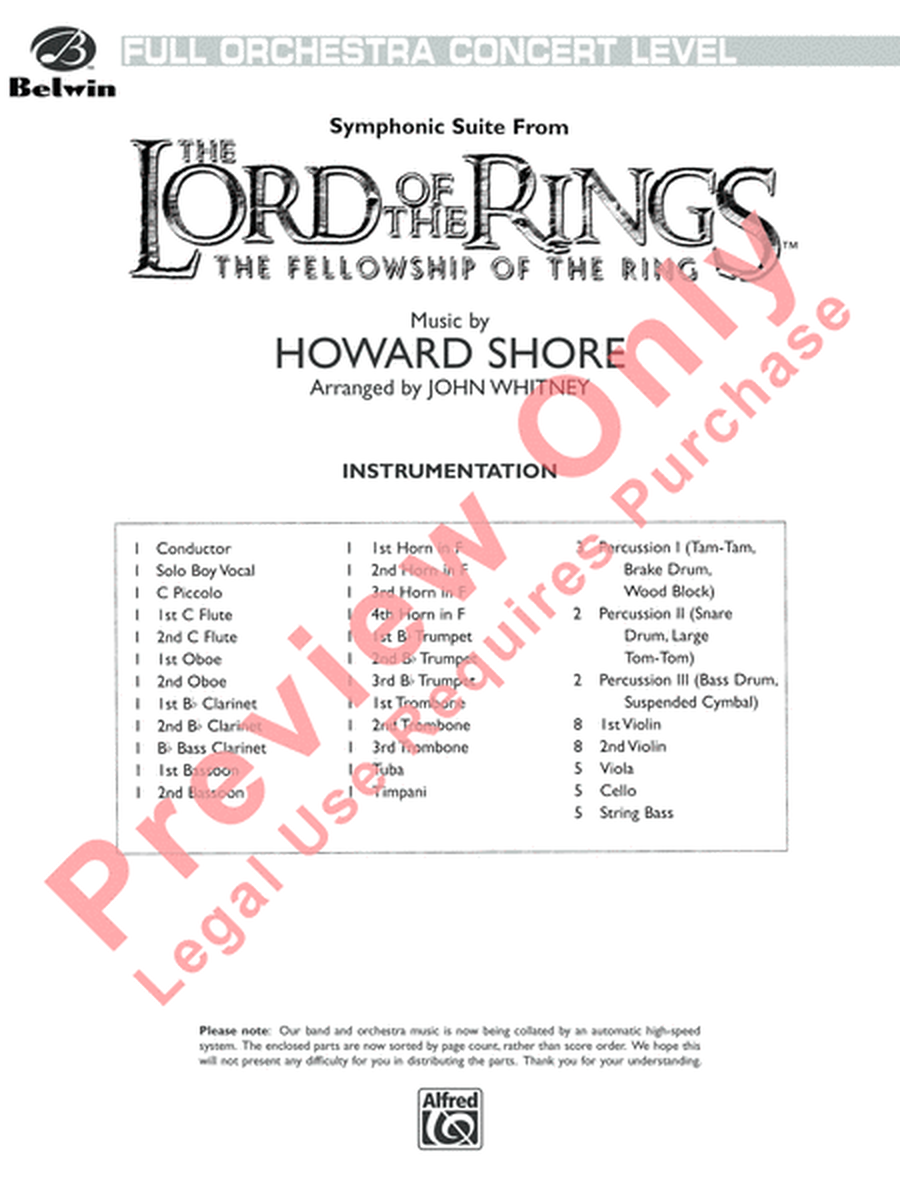 Symphonic Suite from The Lord of the Rings (The Fellowship of the Ring) - Conductor