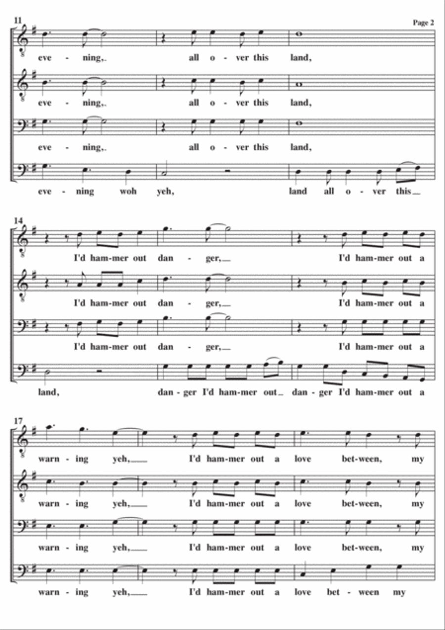 If I Had A Hammer (The Hammer Song) TTBB scores gallery preview page 2