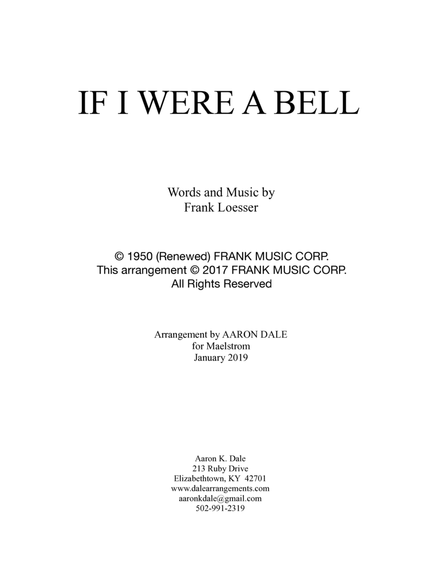 If I Were A Bell TTBB scores gallery preview page 1