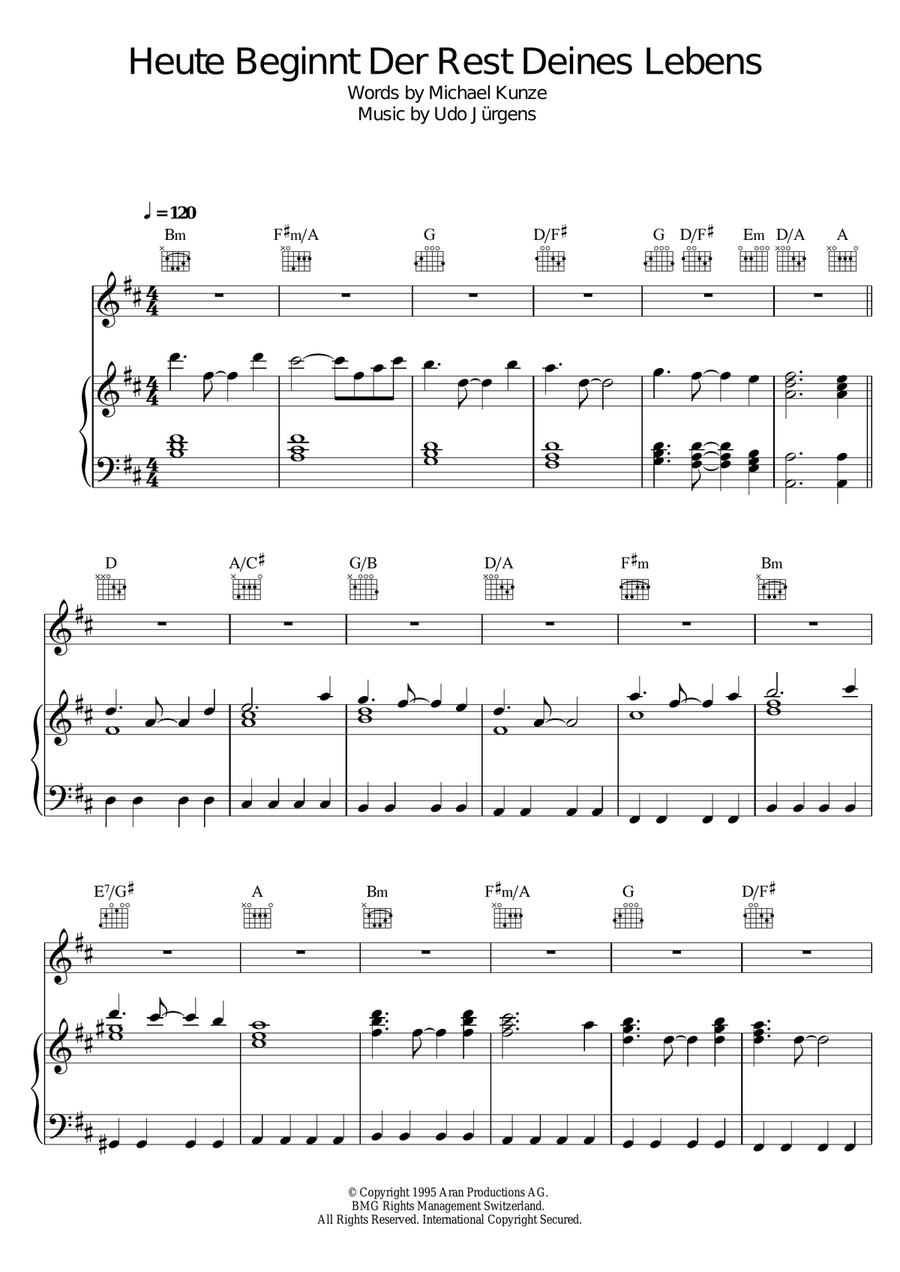 Heute Beginnt Der Rest Deines Lebens Piano, Vocal scores gallery preview page 1