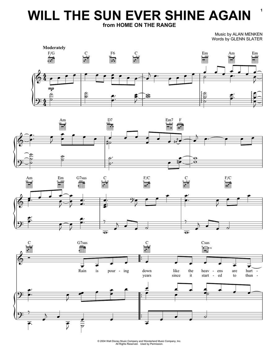 Will The Sun Ever Shine Again Piano, Vocal, Guitar scores gallery preview page 1