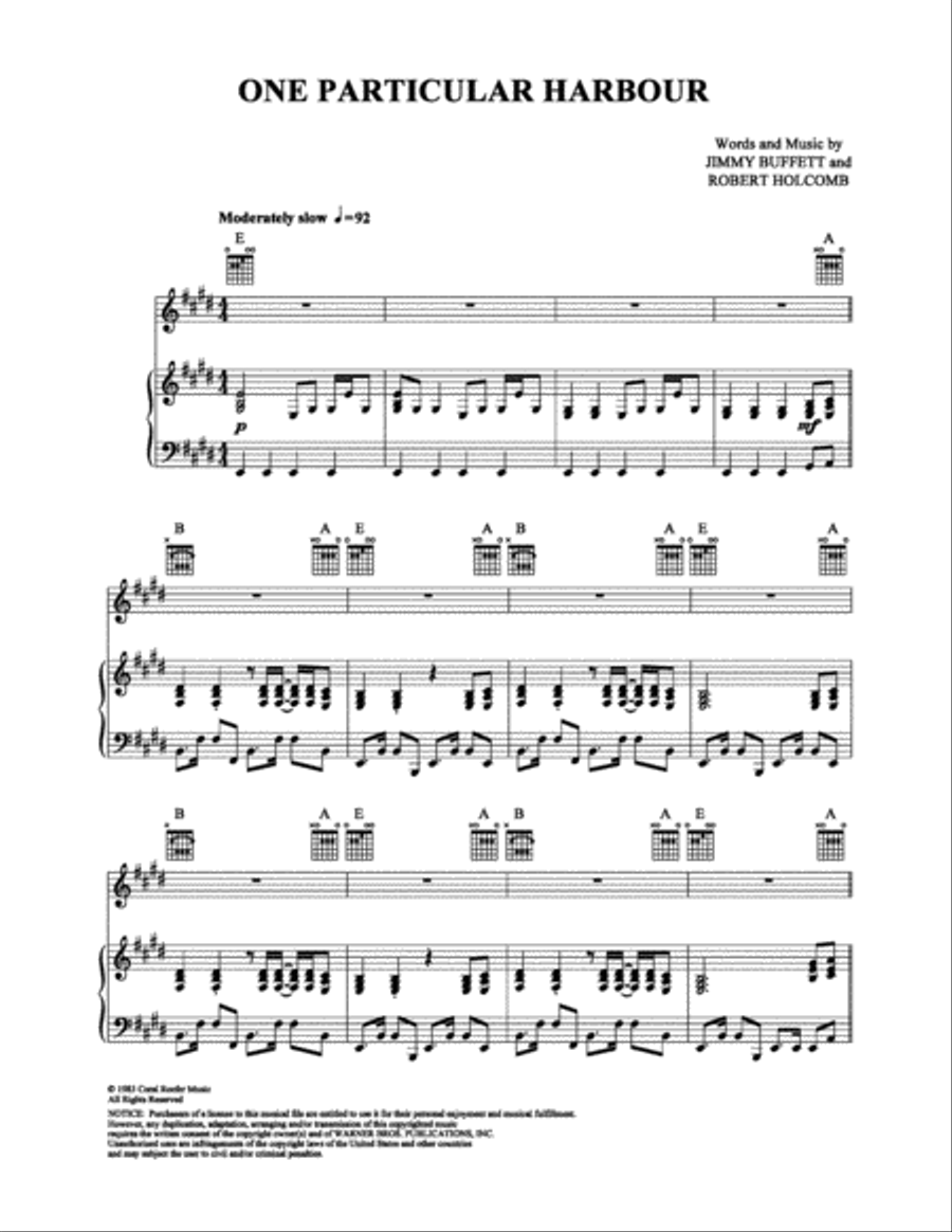One Particular Harbour Piano, Vocal, Guitar scores gallery preview page 1