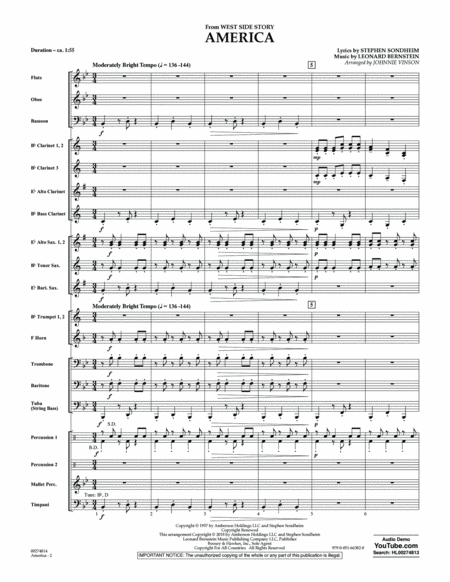 America (from West Side Story) (arr. Vinson) - Conductor Score (Full Score)