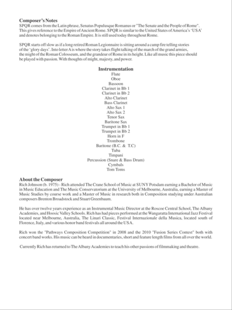 SPQR (Senatus Populusque Romanus ) Concert Band scores gallery preview page 2