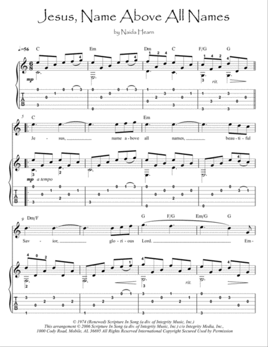 Jesus, Name Above All Names Flute scores gallery preview page 1