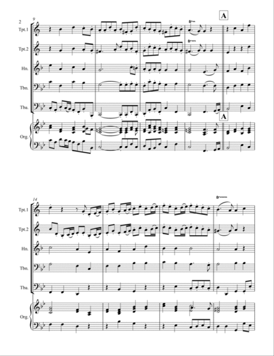 Purcell - Trio Sonata No.9 (for Brass Quintet) Brass Quintet scores gallery preview page 3