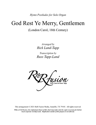 God Rest Ye Merry Gentlemen - Christmas Postlude for Solo Organ
